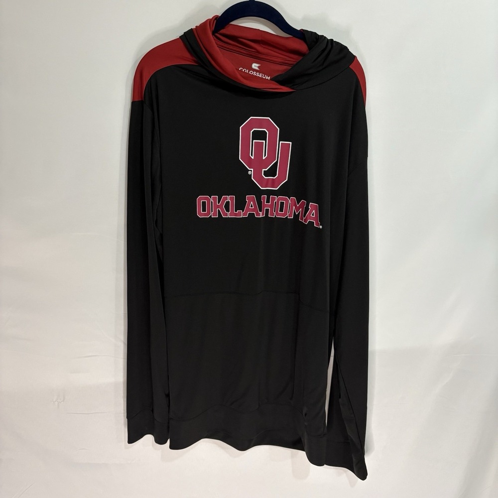 Colosseum Men Oklahoma OU Pullover Hoodie Lightweight Black 2XL RN114166